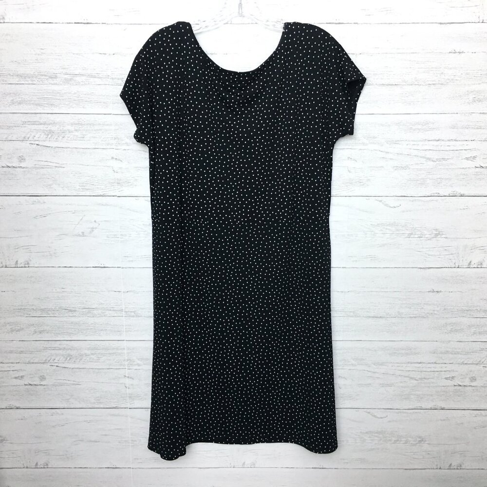 NEW J. Jill Black & White Polka Dot Dress Cap Sleeves Pockets Medium - Picture 8 of 9